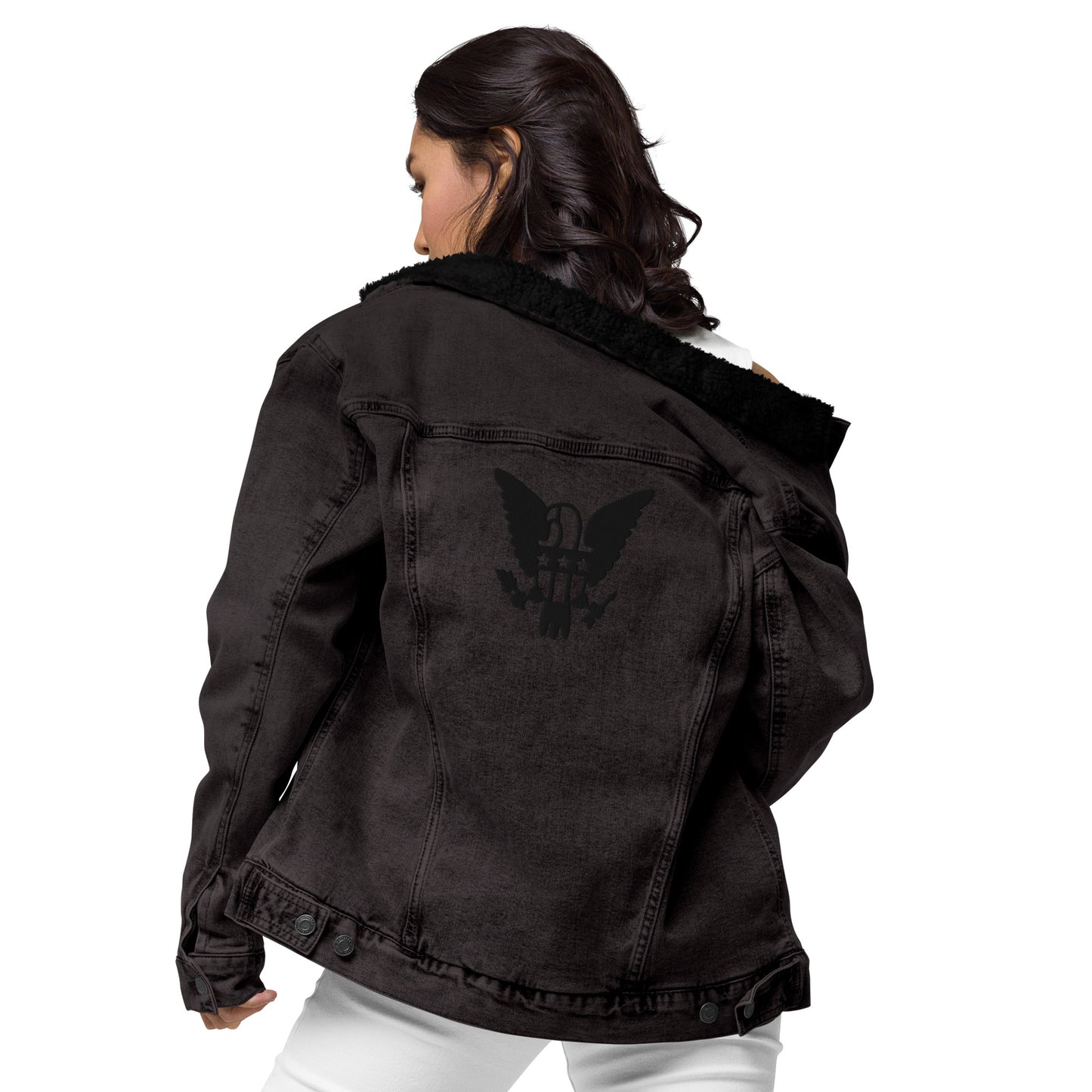 Eagle Logo Healthy Way Unisex denim sherpa jacket